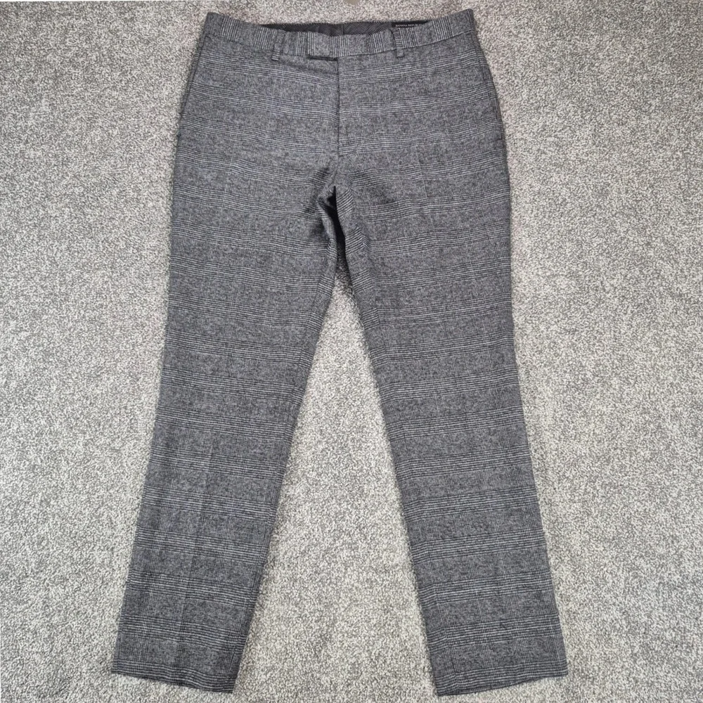 Banana Republic Dress Pants Mens 32x32 Gray Glen Plaid Slim Fit Trousers